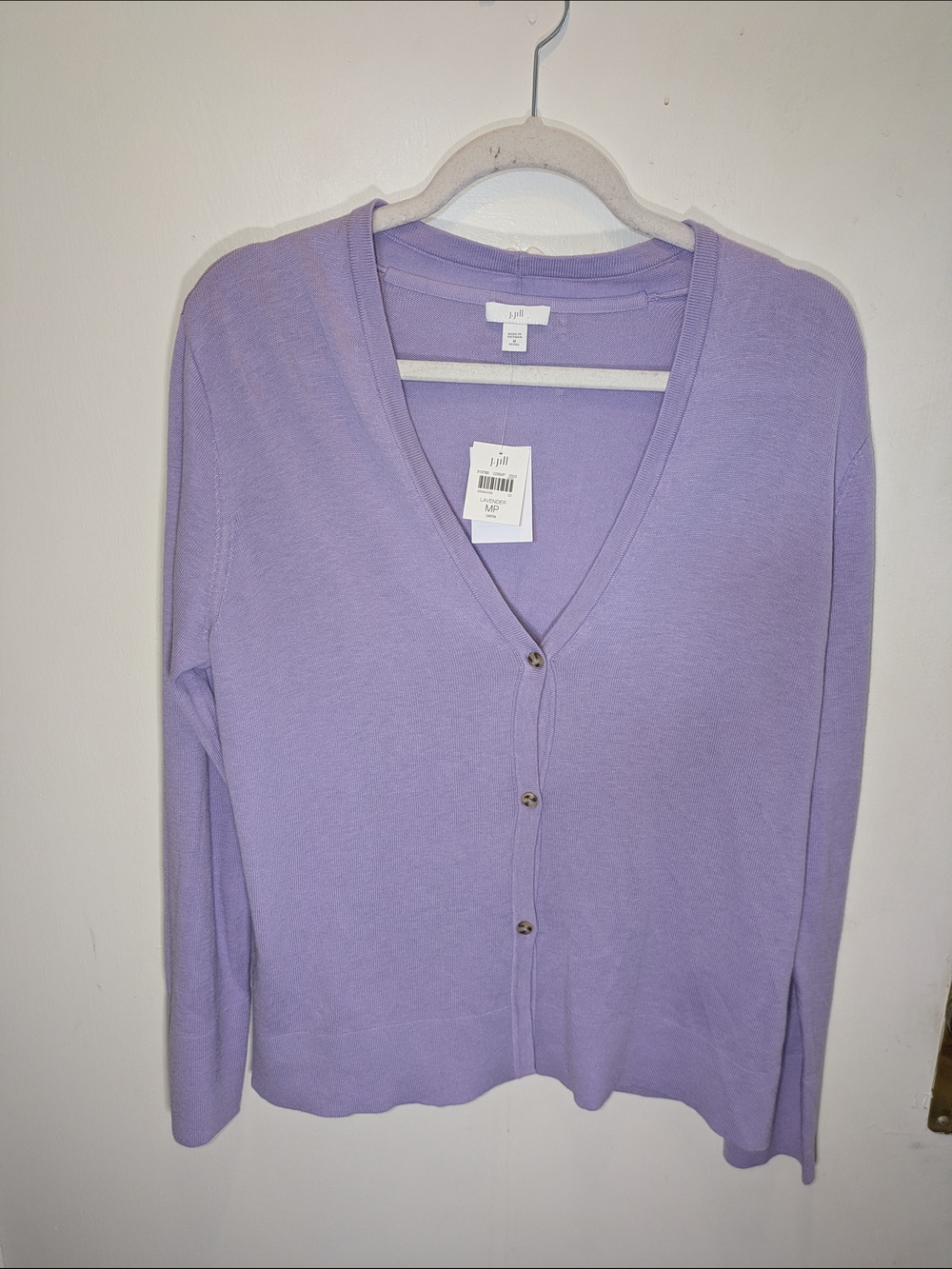 J. Jill Lavender V-Neck Button Cardigan Sweater Size Medium